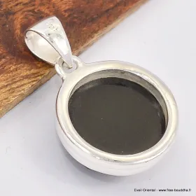 Pendentif rond Onyx noir facetté - Bijoux en Onyx noir