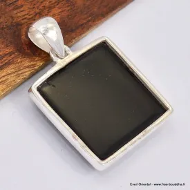 Gros pendentif carré en Onyx noir - Bijoux en Onyx noir
