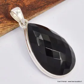 Pendentif goutte Onyx noir facetté - Bijoux en Onyx noir