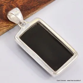Pendentif rectangulaire Onyx noir facetté - Bijoux en Onyx noir