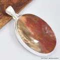 Pendentif en bois pétrifié ovale authentique - Bijoux en Bois pétrifié