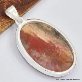 Pendentif en bois pétrifié ovale authentique - Bijoux en Bois pétrifié