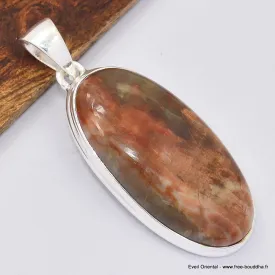 Pendentif oval en bois pétrifié - Bijoux en Bois pétrifié