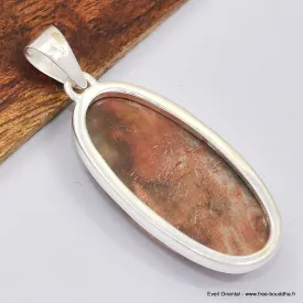 Pendentif oval en bois pétrifié - Bijoux en Bois pétrifié