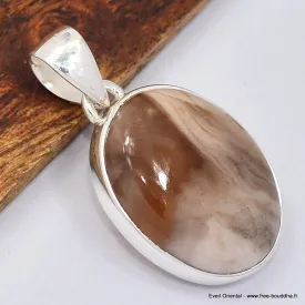 Pendentif oval bois fossilisé - Bijoux en Bois pétrifié