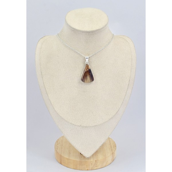 Pendentif trapèze bois fossilisé 