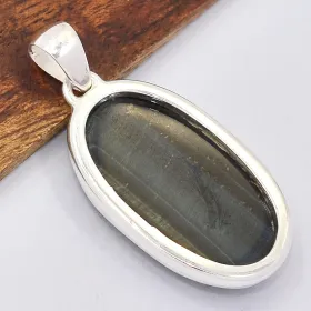 Pendentif oval Oeil de Tigre bleu - Pendentifs pierres naturelles