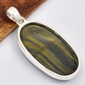 Long pendentif Oeil de Faucon - Pendentifs pierres naturelles