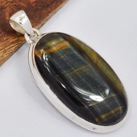 Pendentif argent Oeil de Faucon - Pendentifs pierres naturelles