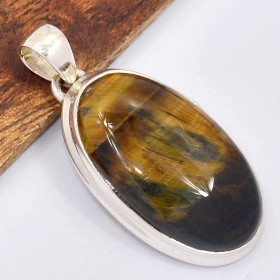 Pendentif oval en Oeil de Faucon