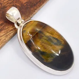 Pendentif oval en Oeil de Faucon - Pendentifs pierres naturelles
