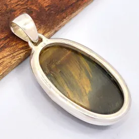 Pendentif oval en Oeil de Faucon - Pendentifs pierres naturelles
