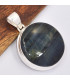 Gros pendentif rond Oeil de Tigre bleu 