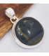 Petit pendentif rond Oeil de Tigre bleu 