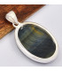 Pendentif rond argent Oeil de Tigre bleu 
