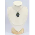 Pendentif rond argent Oeil de Tigre bleu - Pendentifs pierres naturelles