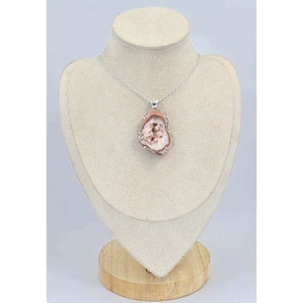 Rare Pendentif Améthyste Rose de France brute  