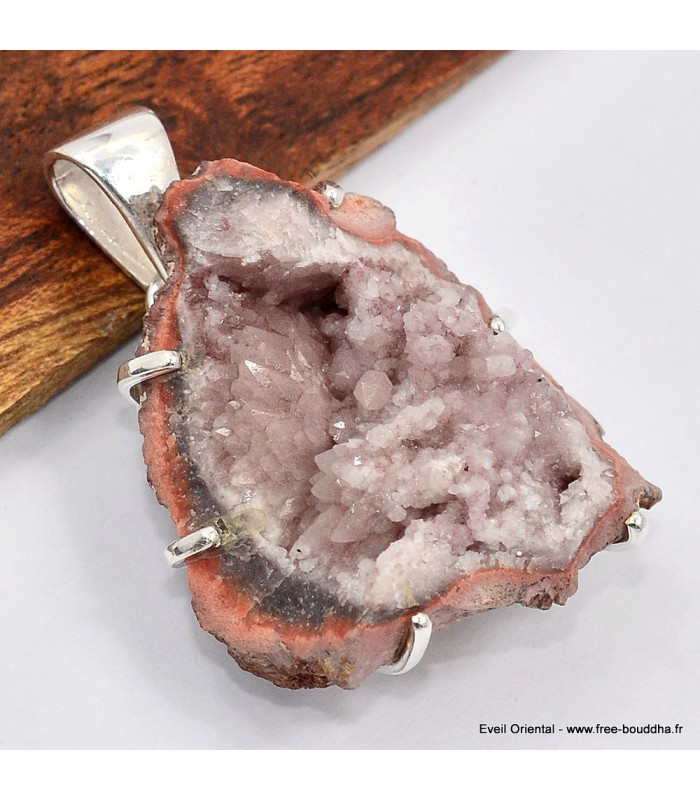 Pendentif géode Améthyste Rose de France 