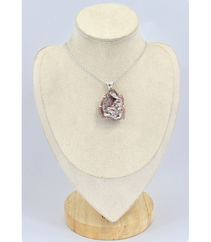 Pendentif géode Améthyste Rose de France 