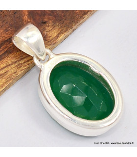 Pendentif oval en Onyx vert facetté 
