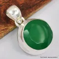 Pendentif rondl en Onyx vert facetté - Bijoux en Onyx Vert