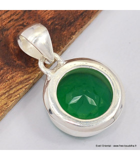 Pendentif rondl en Onyx vert facetté 