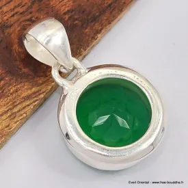 Pendentif rondl en Onyx vert facetté - Bijoux en Onyx Vert