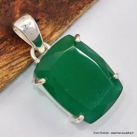 Pendentif Onyx vert serti griffes - Bijoux en Onyx Vert
