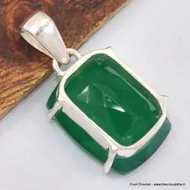 Pendentif Onyx vert serti griffes - Bijoux en Onyx Vert