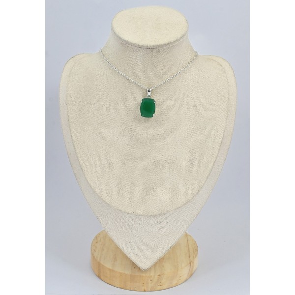 Pendentif Onyx vert serti griffes 
