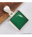 Pendentif Onyx vert carré serti clos 