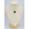 Pendentif Onyx vert carré serti clos - Bijoux en Onyx Vert
