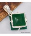 Pendentif Onyx vert losange serti griffe 