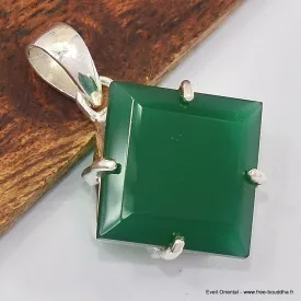 Pendentif Onyx vert forme losange - Bijoux en Onyx Vert