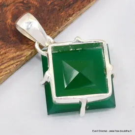 Pendentif Onyx vert forme losange - Bijoux en Onyx Vert