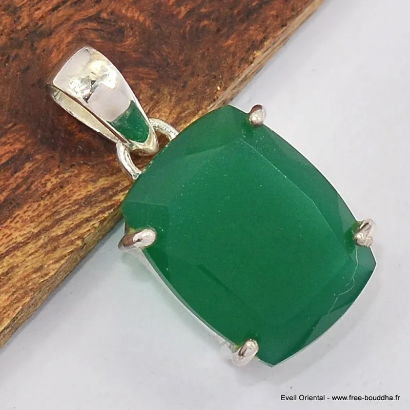 Pendentif Onyx vert facetté - Bijoux en Onyx Vert