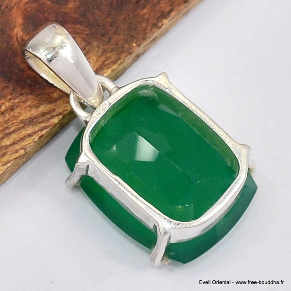 Pendentif Onyx vert rectangulaire 