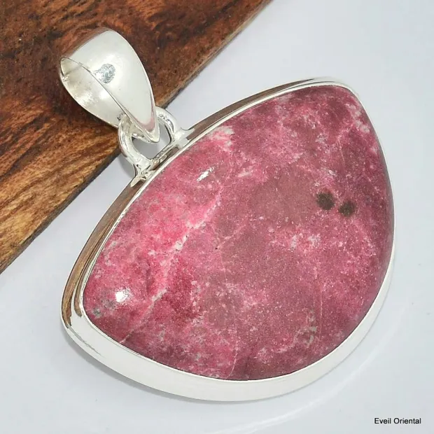 Pendentif Thulite rose semi-ronde - Pendentifs pierres naturelles