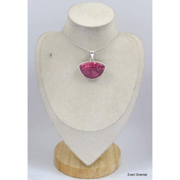 Pendentif Thulite rose semi-ronde 