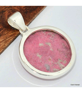 Pendentif rond Thulite rose 