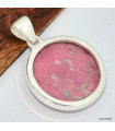 Pendentif rond Thulite rose 