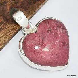 Pendentif coeur en Thulite rose - Pendentifs pierres naturelles