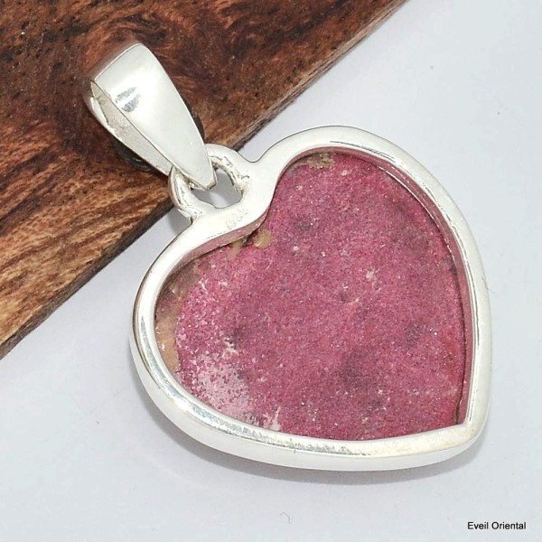 Pendentif coeur en Thulite rose 