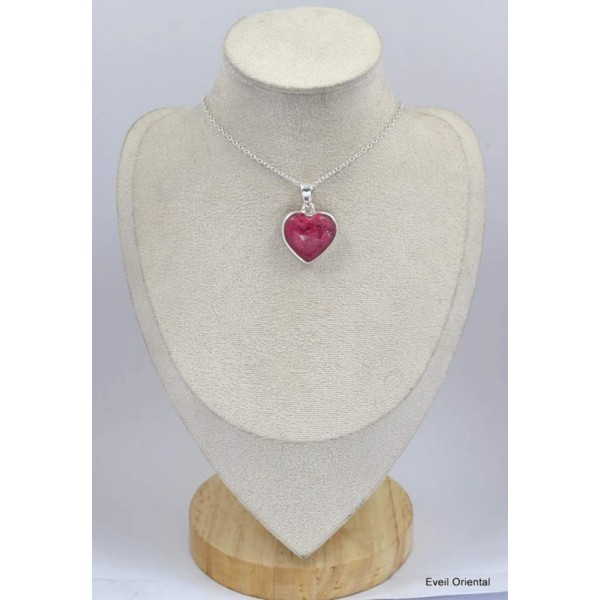 Pendentif coeur en Thulite rose 