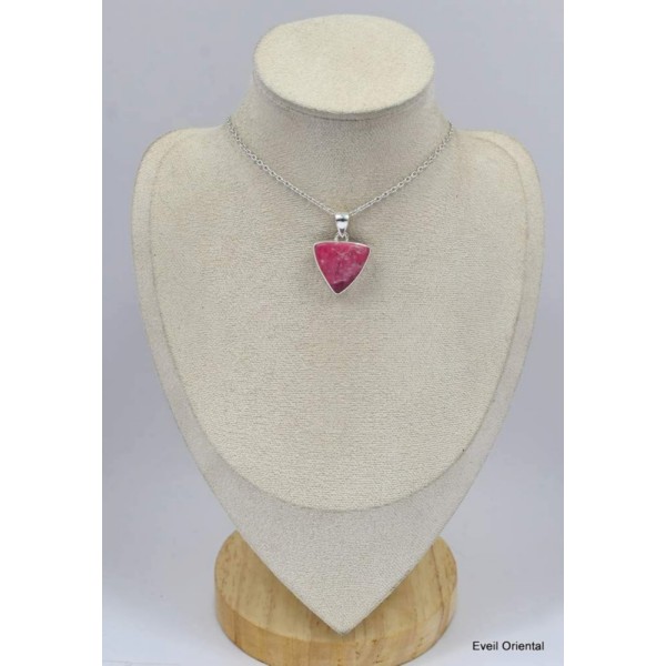 Pendentif triangulaire en Thulite rose 