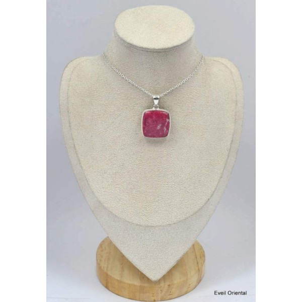 Pendentif carré en Thulite rose 