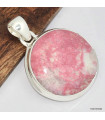 Pendentif rond Thulite rose pâle 