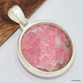 Pendentif Thulite rose forme ronde - Pendentifs pierres naturelles