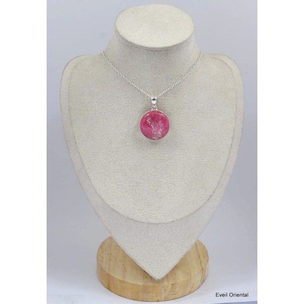 Pendentif Thulite rose forme ronde 