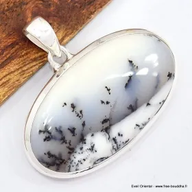 Pendentif Merlinite oval horizontal - Bijoux en Opale Dendritique (Merlinite)
